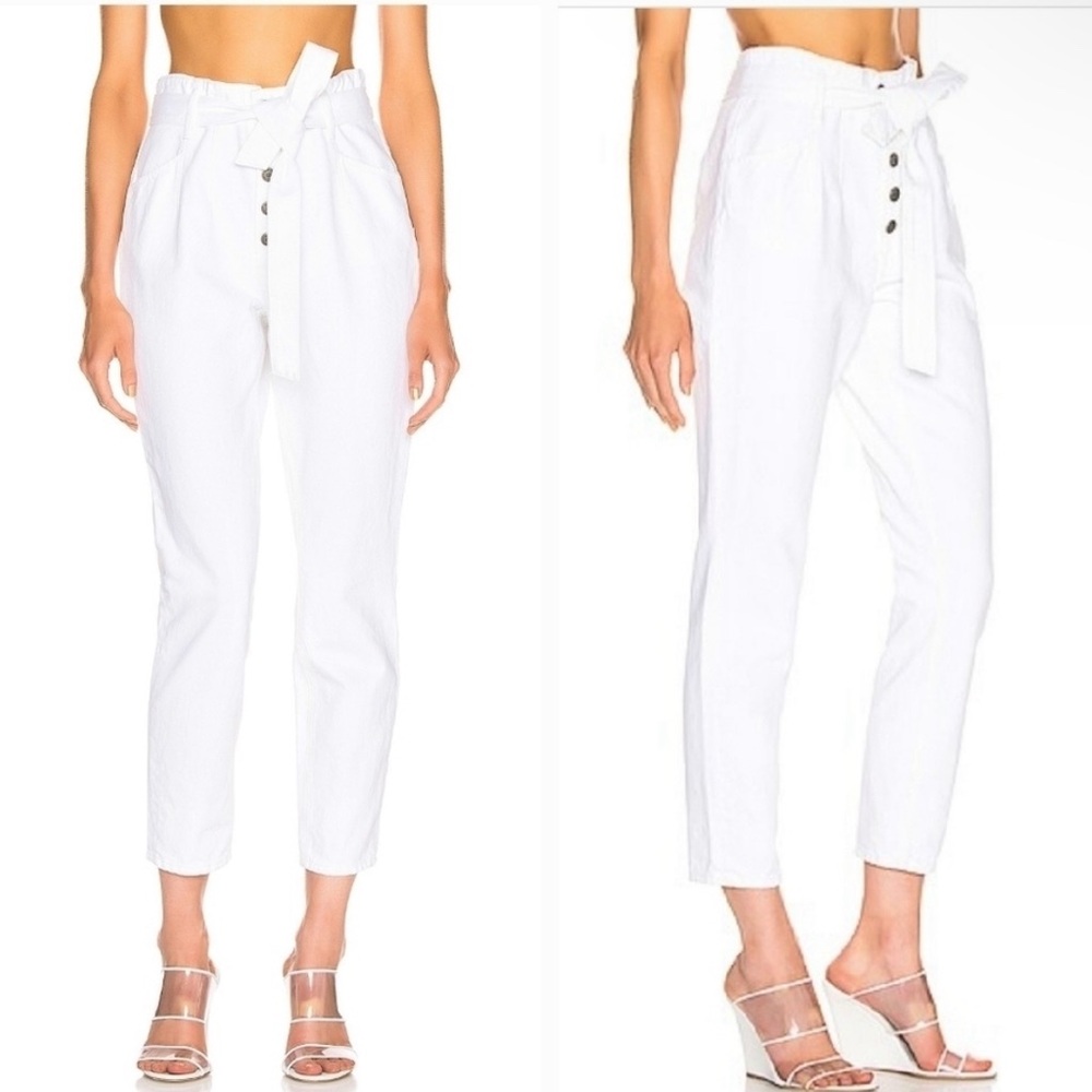 GRLFRND Daphne Super High-Rise Paperbag Pant, White